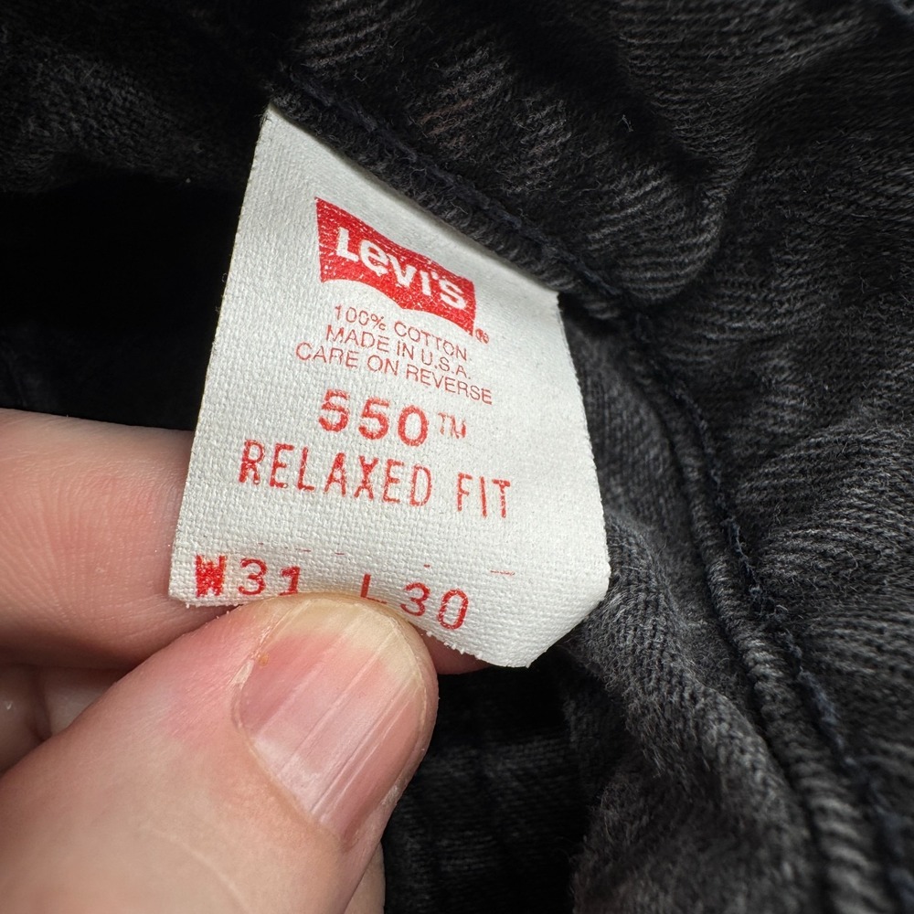Vintage 1997 Levis 550 Orange Tab Jeans Mens 31x30 (Fit 30x30) Black Grunge USA - Picture 3 of 9